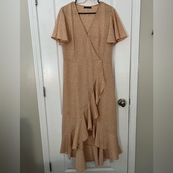 Peach High Low Dress With White Polka Dots - Picture 1 of 3